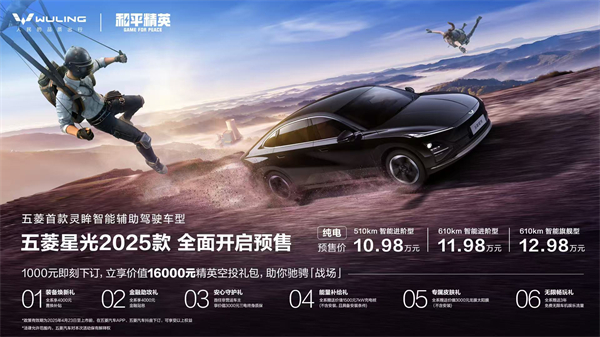 10.98萬元起！五菱星光2025款開啟預(yù)售，攜手《和平精英》打造年輕人的智能實(shí)戰(zhàn)利器！