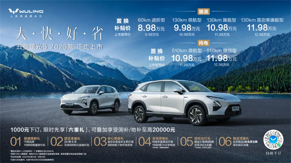 置換補貼價8.98萬元起！五菱星光S 2025款正式上市，以「大快好省」打造全場景家庭出行體驗！