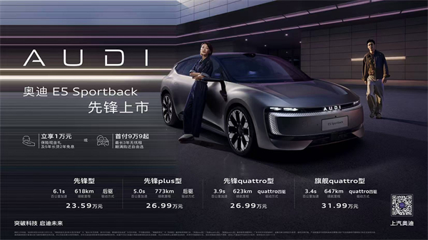 奧迪 E5 Sportback上市23.59萬(wàn)起 并享萬(wàn)元保險(xiǎn)現(xiàn)金權(quán)益